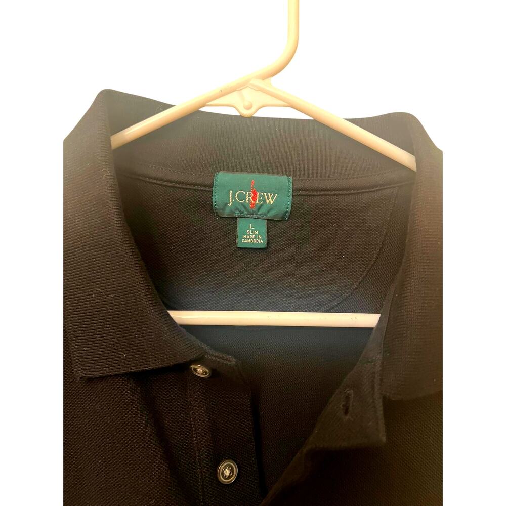 J Crew Polo Black shirt sz L, preppy quiet luxury minimalist casual country club - Picture 2 of 3